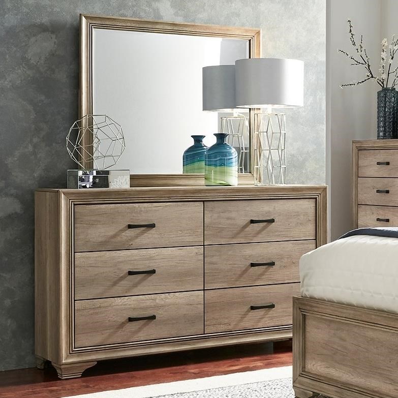 Liberty Furniture Sun Valley 439BRDM Farmhouse 6Drawer Dresser with Mirror Royal Furniture